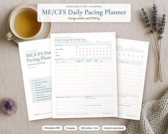 ME CFS Pacing Planner, Daily Energy Tracker and PEM Log, Chronic Fatigue Spoon Journal, Printable pdf