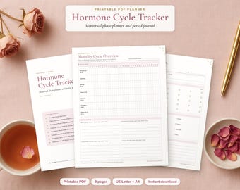 Hormone Cycle Tracker, Menstrual Phase Planner and Period Journal for Women, Printable PDF