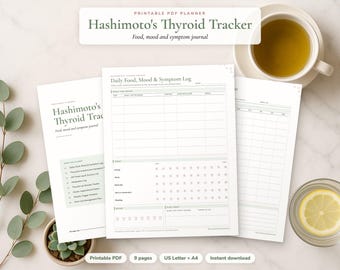 Hashimoto's Thyroid Tracker, Food Mood and Symptom Journal, Printable PDF Health Log