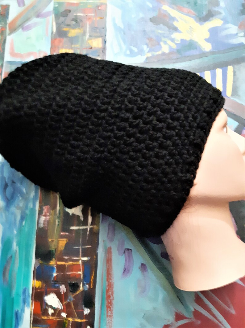 Black Crochet Large tam Unisex Rasta Tam Black Rasta Tam Ti image 2