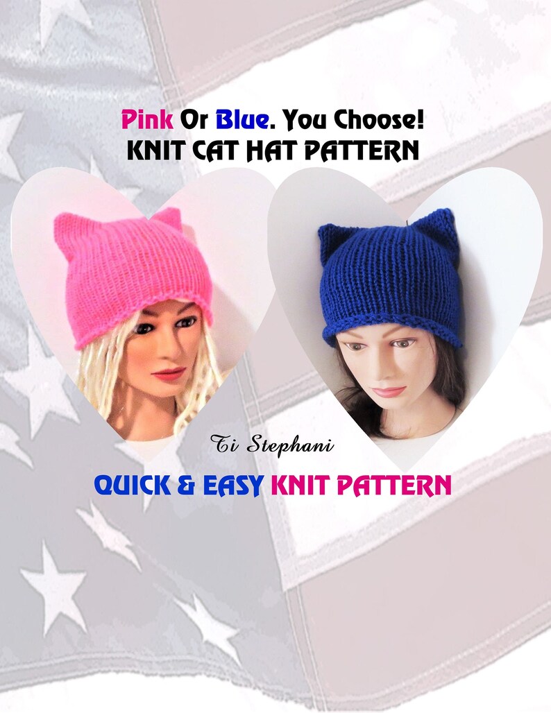 Pussycat hat Pattern A Featured Pattern Pink Knit Cat Hat image 0