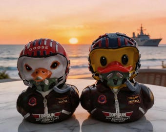 Independence 250th Anniversary Duck, Movie Fan Gift 80s, Maverick Pilot Rubber Duck-Collectible Aviator Toy, Top Gun 40th Anniversary