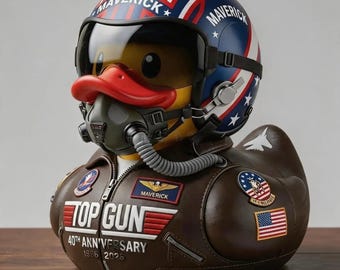 Independence 250th Anniversary Duck, Movie Fan Gift 80s, Maverick Pilot Rubber Duck-Collectible Aviator Toy, Top Gun 40th Anniversary