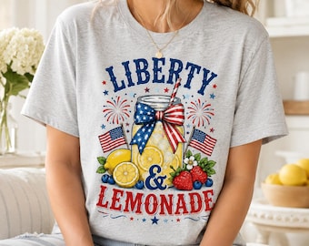 Liberty and Lemonade Shirt, Patriotic Fourth of July T-Shirt, Coquette USA Summer Tee, Independence Day America 250 Gift