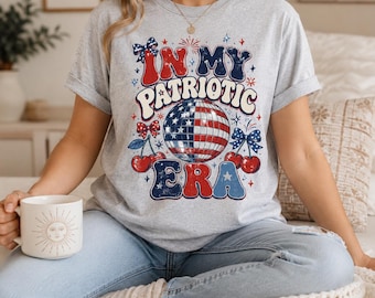 I'm Patriotic Era Shirt, Coquette Fourth of July T-Shirt, Patriotic Cherry Disco Ball Tee, USA Independence Day Outfit
