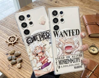 Cool Magnetic Stand Anime Luffy Telefoon Geval voor Samsung S26 Ultra S25 S24 S23 S22 S21 A56 A36 A15 A14, manga Wanted Poster Magsafe Cover