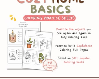 Cozy Home Objects Coloring Practice Sheets PDF, Beginner Alcohol Marker Workbook, A4 & US Letter (Digital Download)