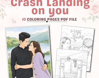 Crash Landing on You Inspired Coloring Pages, K-Drama Printable Art, Korean Drama (Digital Download)