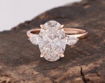 Pierścionek zaręczynowy Diamora IGI z diamentem Solitaire Lab, 14-karatowe złoto, kolor D/E, diament VVS-2, owalny diament hodowany w laboratorium
