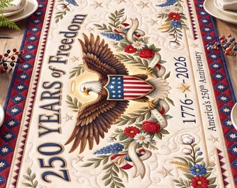 250 Years of Freedom Table Runner for Fourth of July Party Decor Handmade 250th