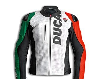 DUCATI Custom Made Leather Men Motorcycle Jacket for Riders