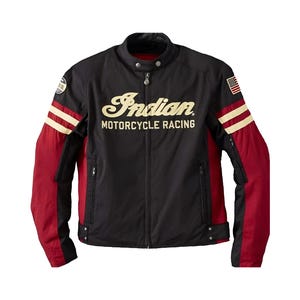 Indian Motorcycle herr textiljacka för flat track racing, specialtillverkad för semimotorcykel