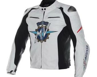 MV Agusta Motorcycle Leather Jacket CE Armored Men Leather Motorbike Safety Riding Jackets
