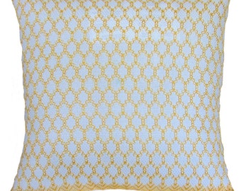 Handwoven Swedish Weave Pillow "Honeycomb" Yellow