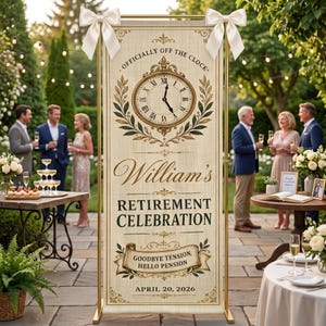 Personalized Retirement Welcome Tapestry Off The Clock Vintage Wall Hanging Banner