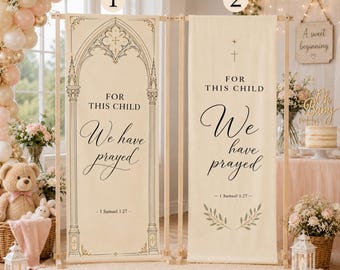 パーソナライズされたベビーシャワーウェルカムタペストリー「この子のために私たちは祈りました」聖書の一節装飾