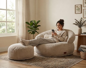 Cozy Cloud Lounge Chair with Ottoman – Plush Corduroy Accent Seat
