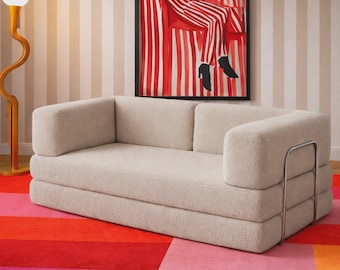 Luxury Corduroy Floor Couch, Soft Modular Daybed, Modern Minimalist Sofa for Living Room