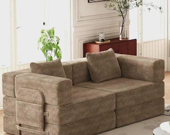Wohnzimmer Cord 2er-Sofa | Moderne minimalistische Lounge Couch