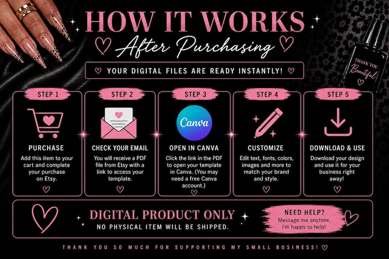 Editable Nail Price List Instagram Post Template | Nail Tech Canva ...