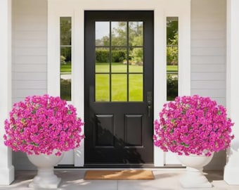 12 Bundles Fushia Artificial Flowers – UV Resistant Silk Outdoor Porch Decor