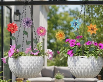 Set of 6 Metal Flower Garden Stakes, Colorful Daisy Yard Decor, Outdoor Garden Art