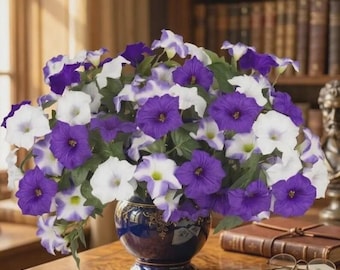 6 Bundles Artificial Petunia Flowers – UV Resistant Faux Outdoor Plants for Porch Decor