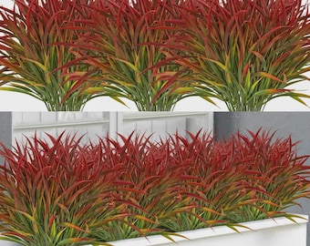 16 Bundles Artificial Plants Outdoor UV Resistant Faux Grass Garden Decor