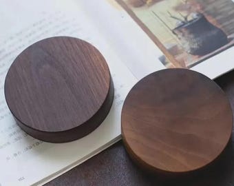 Black Walnut Incense Burner, Solid Wood Round Holder, Brass Pin, Tea Ceremony Tray