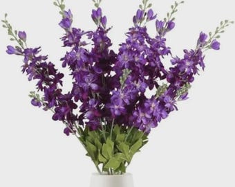 Purple Artificial Delphinium Flowers (6 Pcs) | 33" Long Stem Silk Larkspur