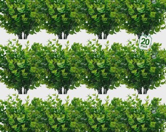 20 Bundles Artificial Greenery Plants, UV Resistant Faux Outdoor Decor