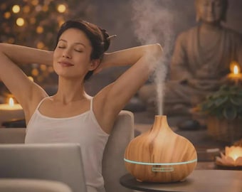 Ultrasonic Wood Diffuser, Quiet Zen Spa Humidifier, Natural Mist Maker