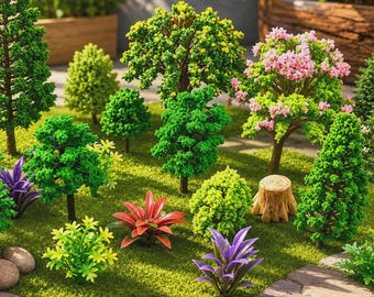 40 PCS Woodland Animals and Miniature Trees Set, Forest Diorama Accessories, Fairy Garden Decor