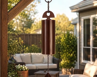 Retro Deep Tone Wind Chime 25cm – Single Metal Tube Bell, Outdoor Garden Patio Porch Balcony Hanging Decor, Minimalist Rustic Gift