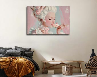 Roze Marie Antoinette Eat Cake Poster Canvas Print Schilderij Picture Wall Art Thuis Hal Slaapkamer Woonkamer Decor