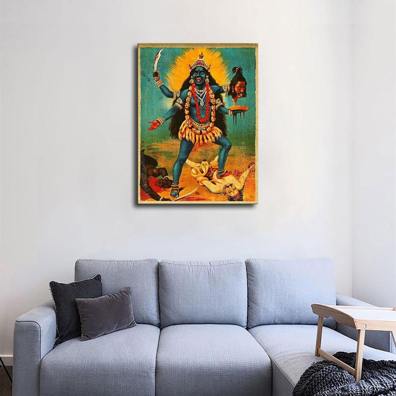 Kali Raja Ravi Vintage Raja Ravi Varma Kali Poster – Mythology Canvas Print Wall Art ...