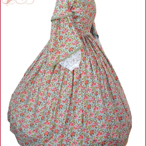 Vestido de manga pagoda victoriano de la Guerra Civil de 1800 con flores de perejil, precioso vestido
