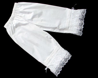 1800's Civil War Victorian White Pantaloons Bloomers with Lace and Ribbon