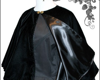 1800's Civil War Victorian Black Velvet Cape Cloak Beautiful