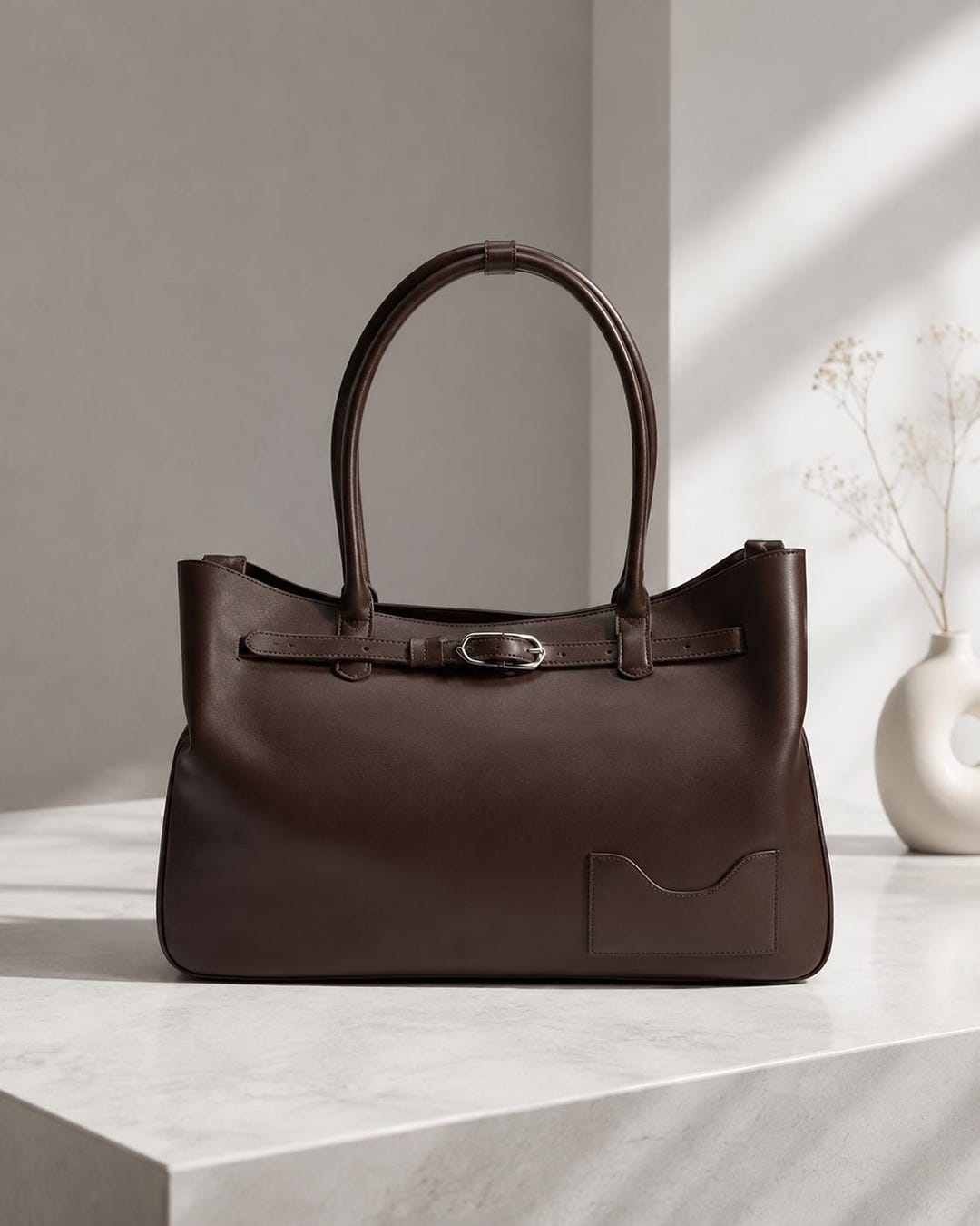Structured Leather Tote, Laptop Compartment, Interior Organizer Pockets ...