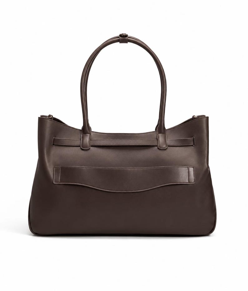 Structured Leather Tote, Laptop Compartment, Interior Organizer Pockets ...