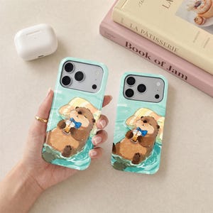 Adorable Cozy, Sea Otter iPhone Case,daily smartphone protection accessory,thoughtful birthday & valentine gift,Glossy and Matte Hard Shell