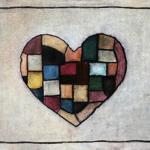 Patchwork Heart Pastel Painting Art Print: "Beating"