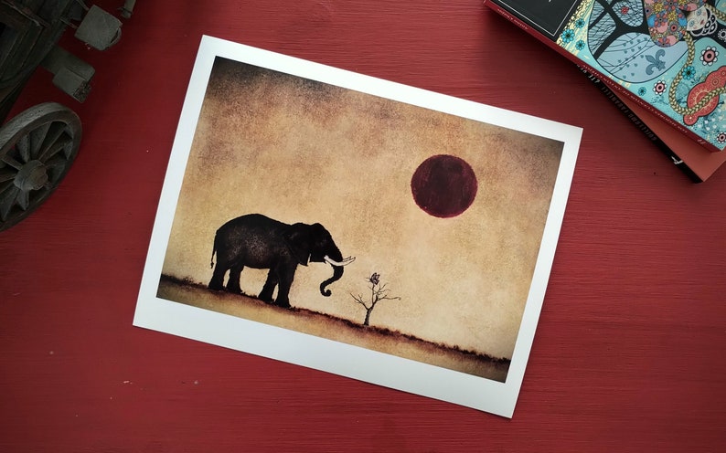 Art print // Elephant butterfly moon // They bring me to you image 3