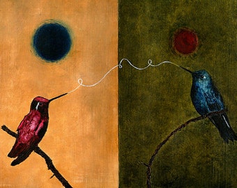 Art print // Hummingbirds - bond - friendship // "Argon"