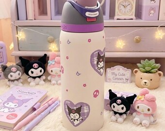 Owala Water Bottle 32oz Kuromi Inspired Wrap, Personalized Tumbler Sticker, Cute Kawaii Water Bottle Decal, Custom Owala Bottle Design