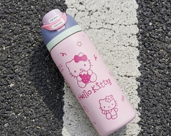 Hello Kitty Owala Water Bottle 32oz Wrap, Personalized Tumbler Sticker, Cute Kawaii Water Bottle Decal, Pink Kitty Bottle, Gift for Girls