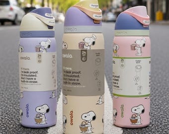 Snoopy Owala Inspired Water Bottle 32oz Cute Insulated Tumbler Leakproof FreeSip Straw Cup Gift for Her