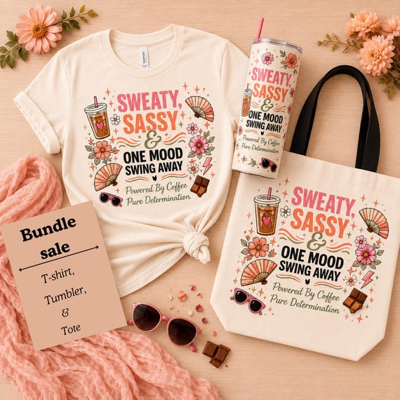 Menopause Gift Bundle Coffee Tumbler Tote Bag Shirt Set Hot Flash Humor Midlife Woman Hormone Change Survival Kit Perimenopause Care Package
