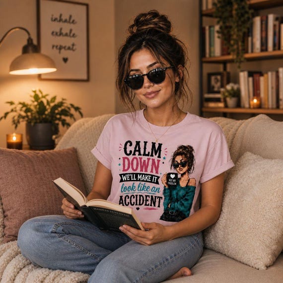 Calm Down We’ll Make It Look Like an Accident Shirt | Funny Gen X Women Tee | Sarcastic Best Friend Shirt | Retro Humor Graphic Tee